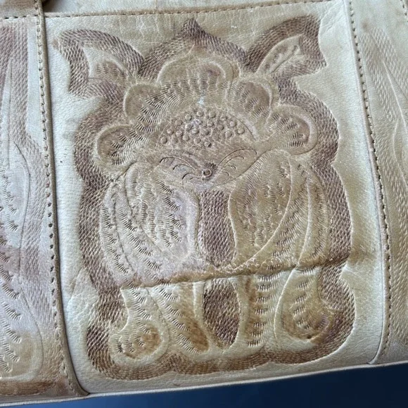 Vintage 1960's Leather Tooled Womens Purse Bag Western Vintage Retro Bag VTG - Picture 4 of 14